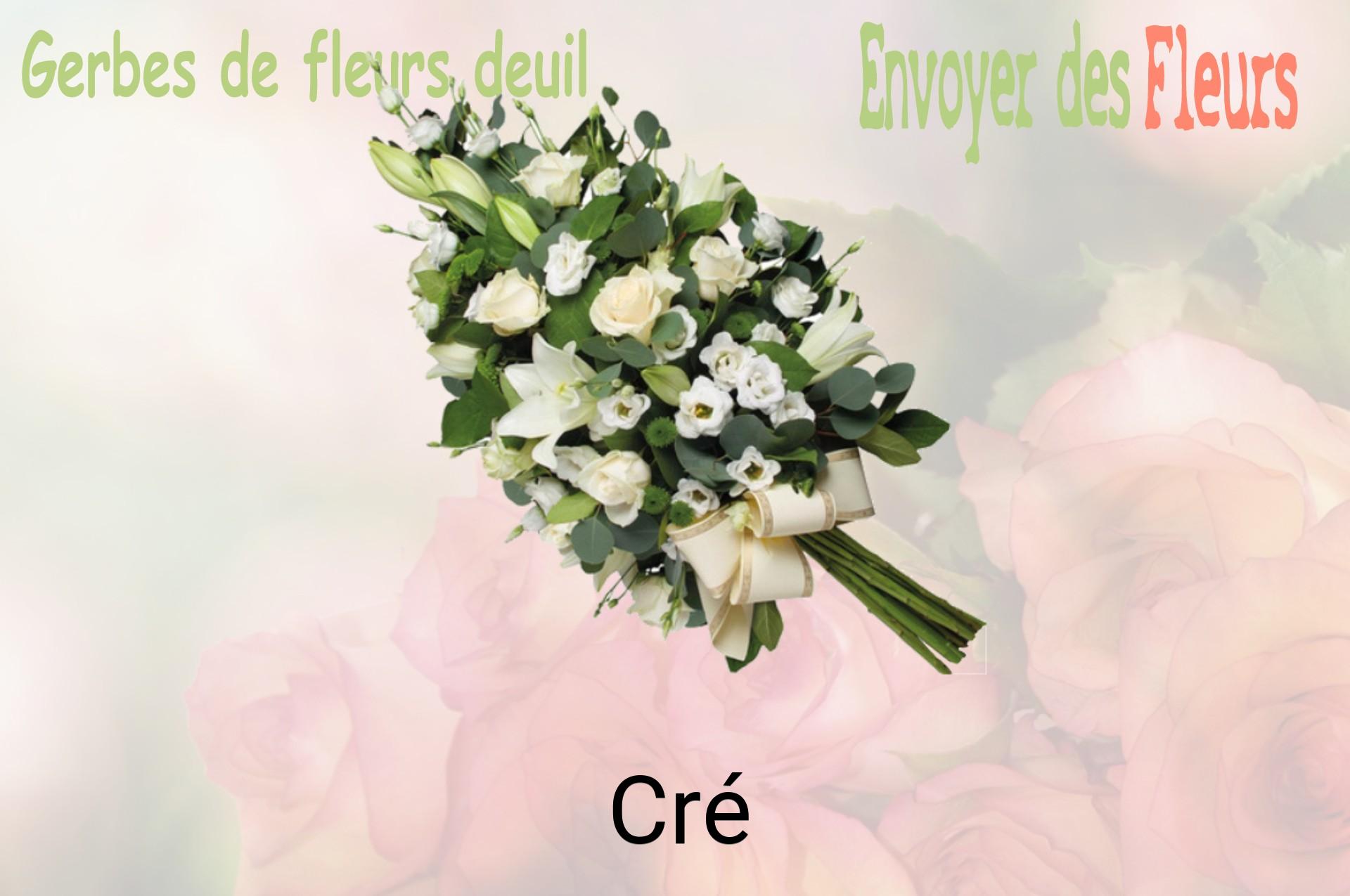 Gerbe de fleurs de deuil livrée à Cré